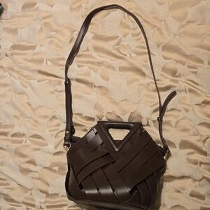 Chic Dark Brown Woven Shoulder Bag